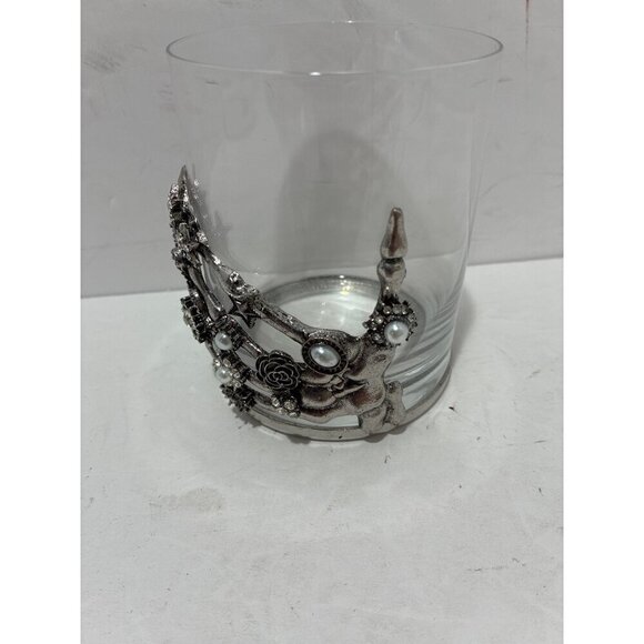 Halloween Gothic Skeleton Hand Bling Jeweled Wine/Water Glass Metal - Picture 3 of 7